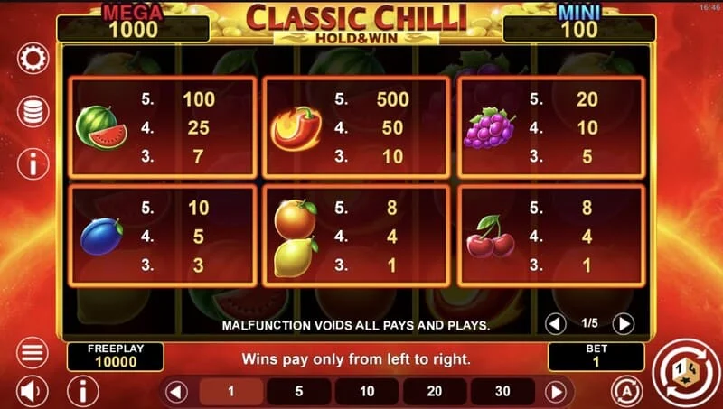 Classic Chilli Hold & Win – bónusmynt á spilaborðinu
